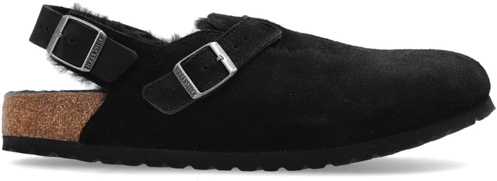 Birkenstock Tokio Shearling Suede Mules Zwart