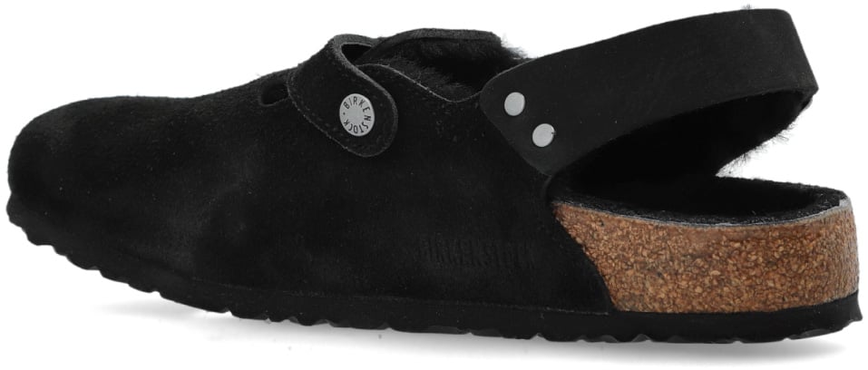 Birkenstock Tokio Shearling Suede Mules Zwart