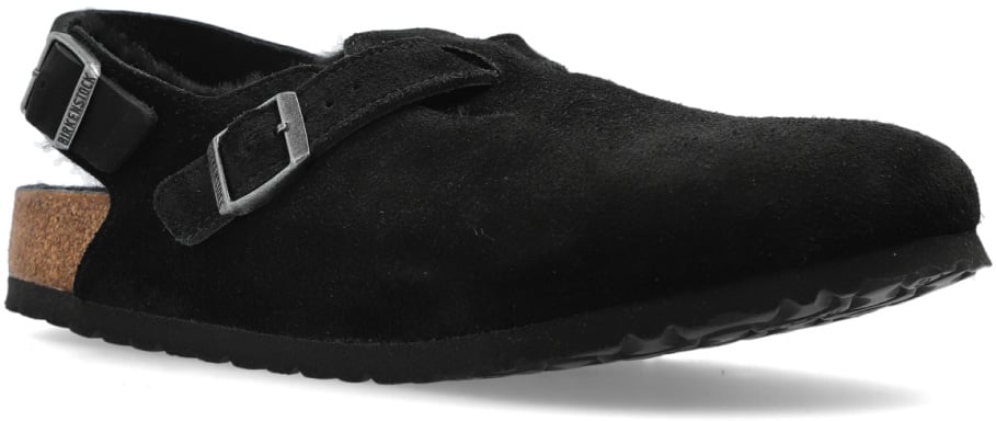 Birkenstock Tokio Shearling Suede Mules Zwart