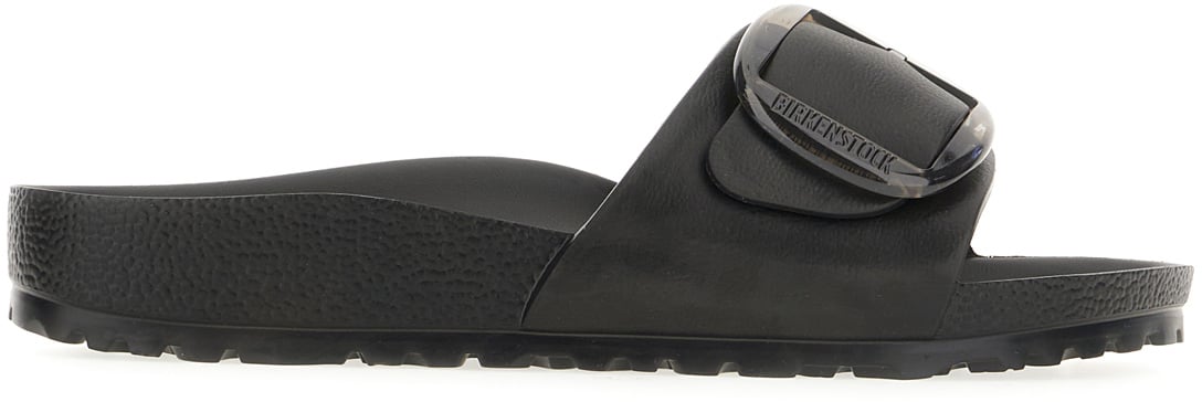 Birkenstock Birkenstock Black rubber Madrid Big Buckle slippers Zwart