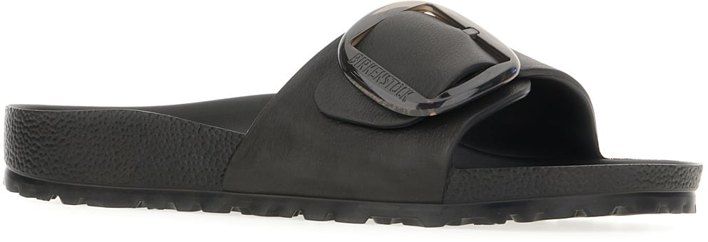 Birkenstock Birkenstock Black rubber Madrid Big Buckle slippers Zwart