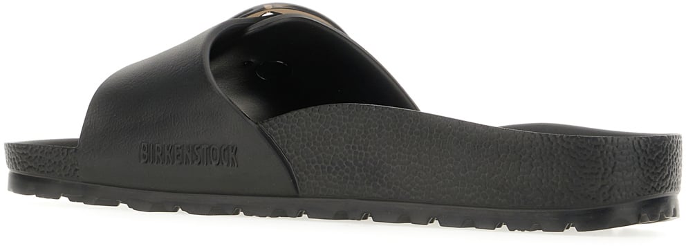 Birkenstock Birkenstock Black rubber Madrid Big Buckle slippers Zwart
