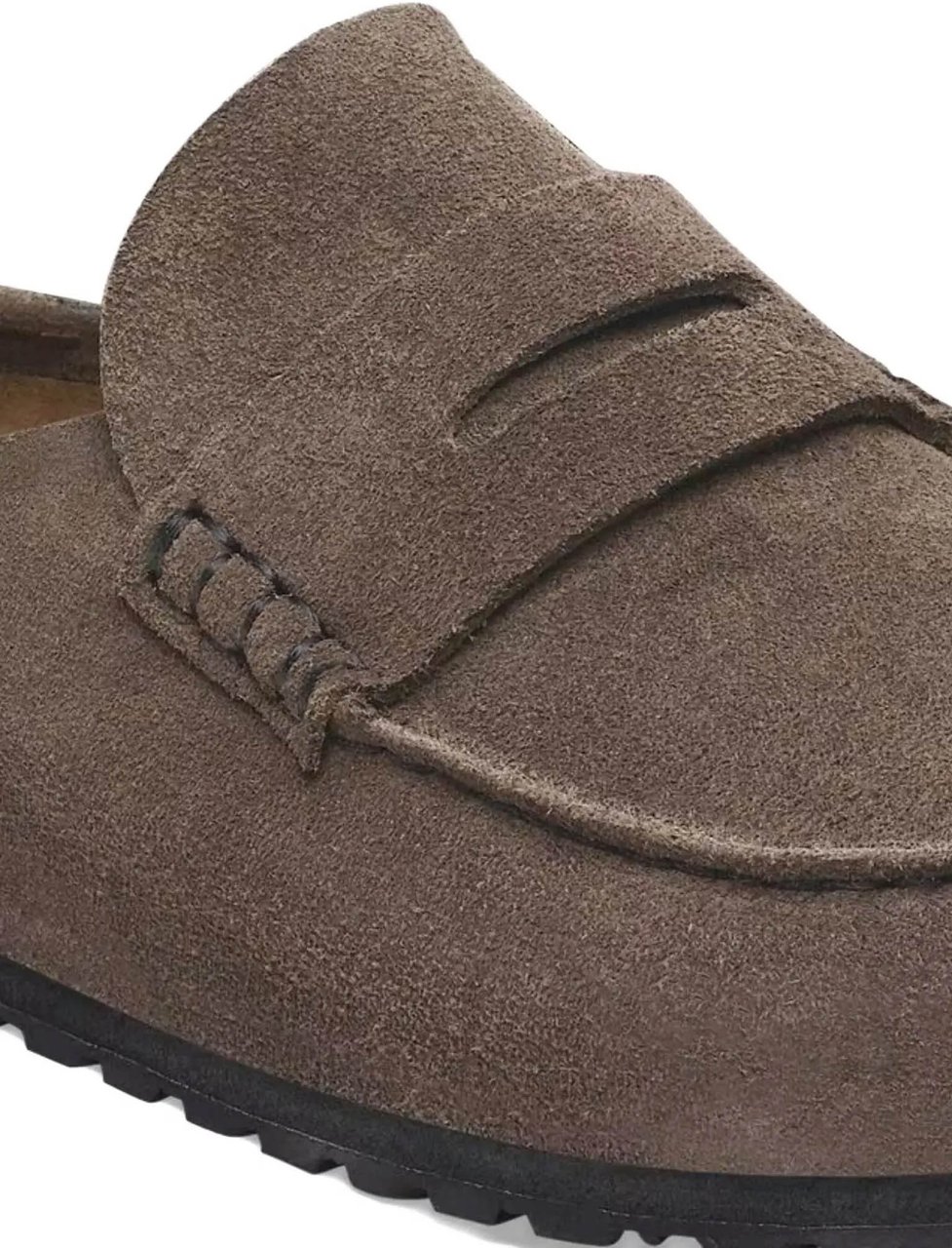 Birkenstock Naples Wrapped Suede Leather Unisex Concrete Gray Bruin
