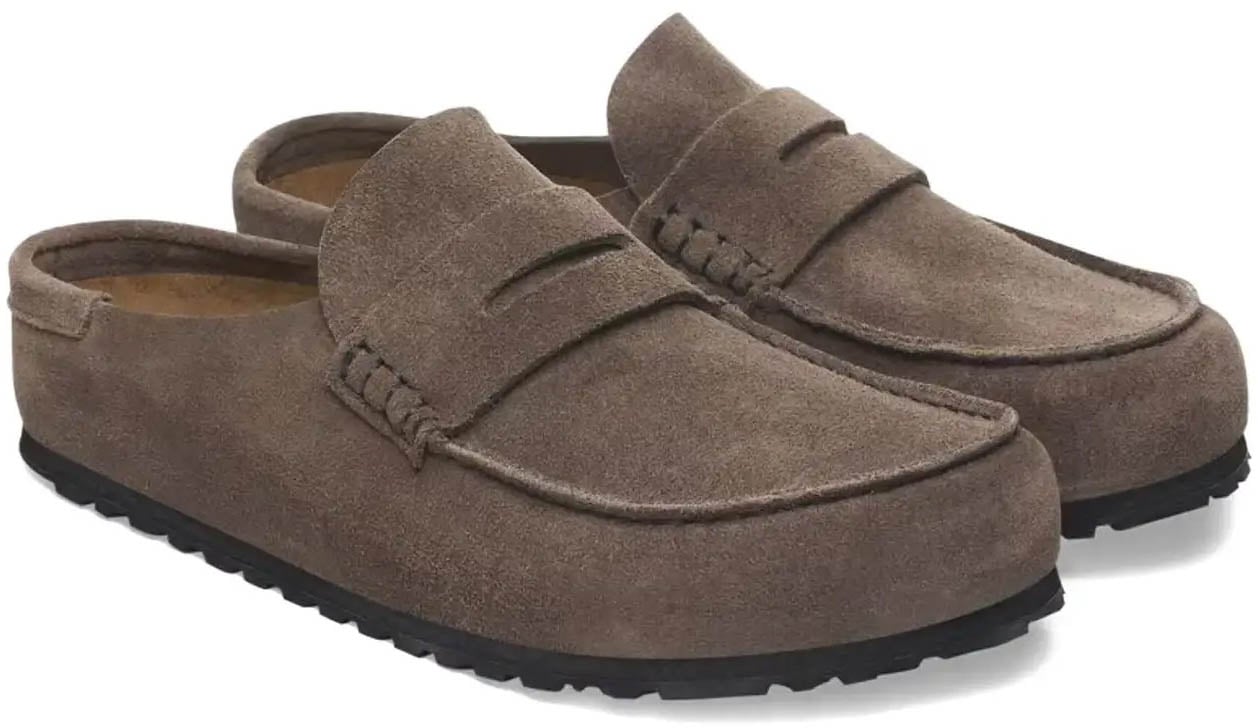 Birkenstock Naples Wrapped Suede Leather Unisex Concrete Gray Bruin