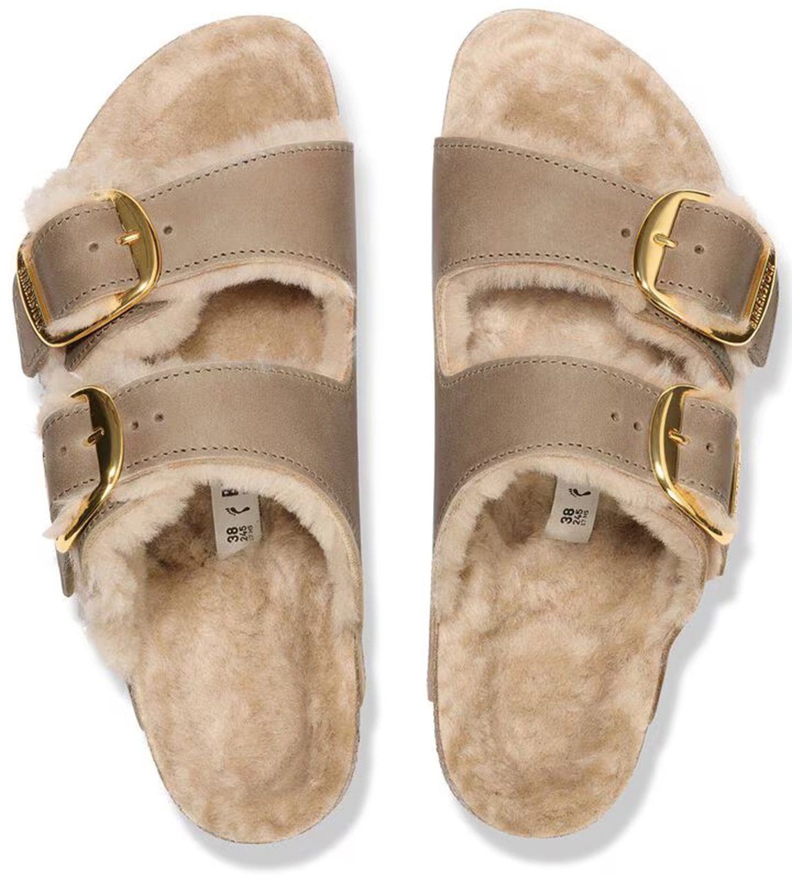 Birkenstock Arizona Big Buckle Shearling-Lined Sandals Neutraal