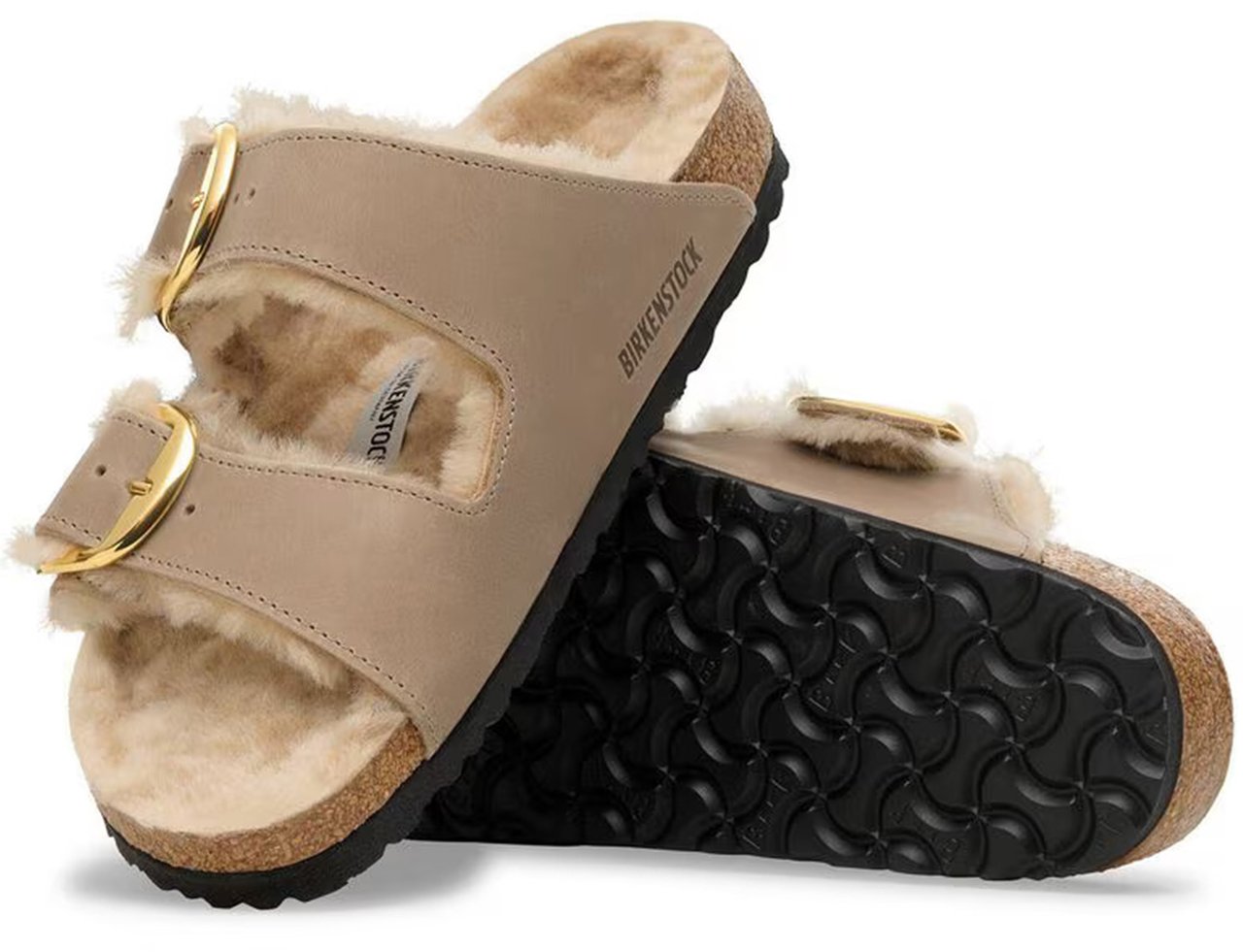 Birkenstock Arizona Big Buckle Shearling-Lined Sandals Neutraal
