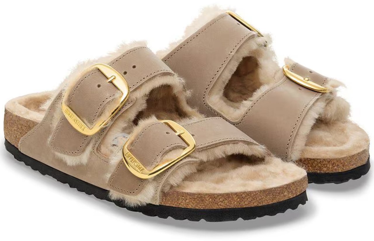 Birkenstock Arizona Big Buckle Shearling-Lined Sandals Neutraal