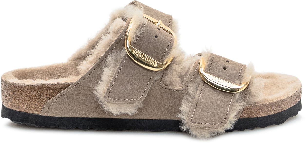 Birkenstock Birkenstock Sandali Arizona Shearling con Fibbia Dorata Beige