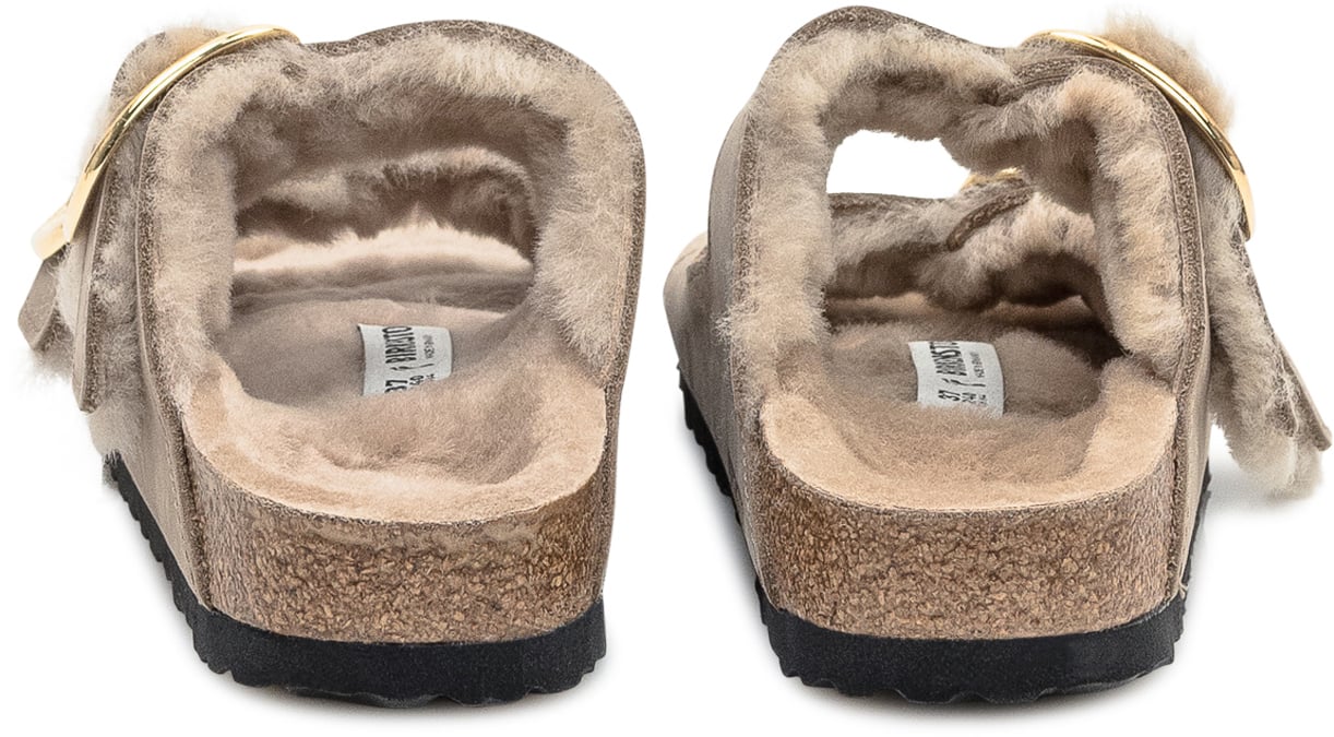 Birkenstock Birkenstock Sandali Arizona Shearling con Fibbia Dorata Beige