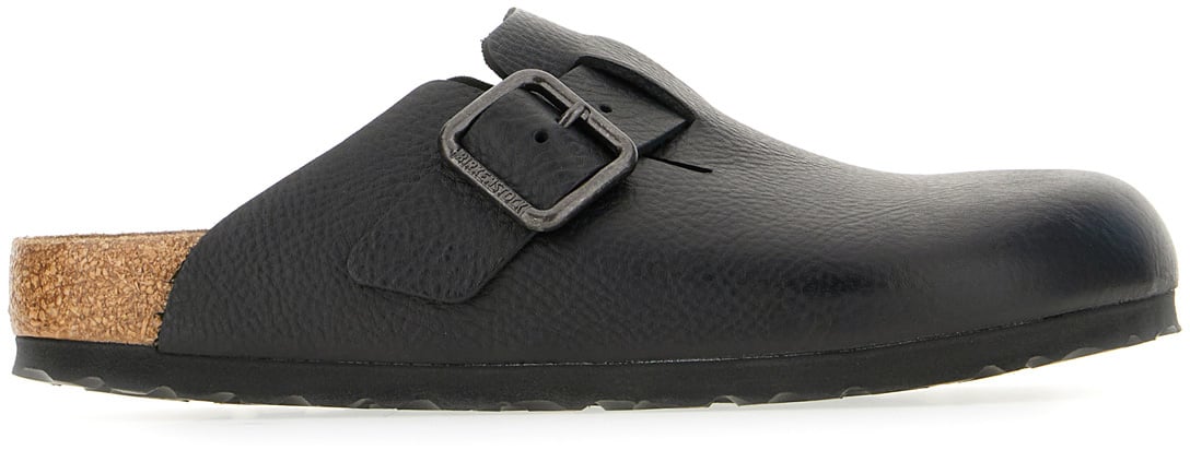 Birkenstock Black leather Boston Wire slippers Zwart