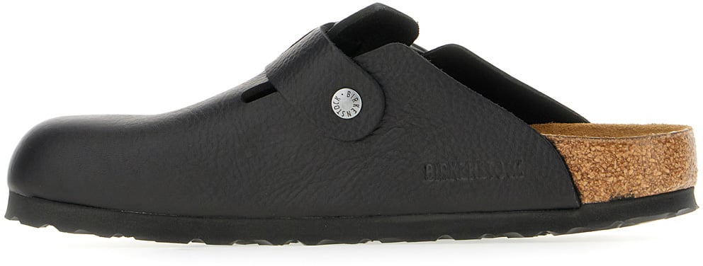 Birkenstock Black leather Boston Wire slippers Zwart