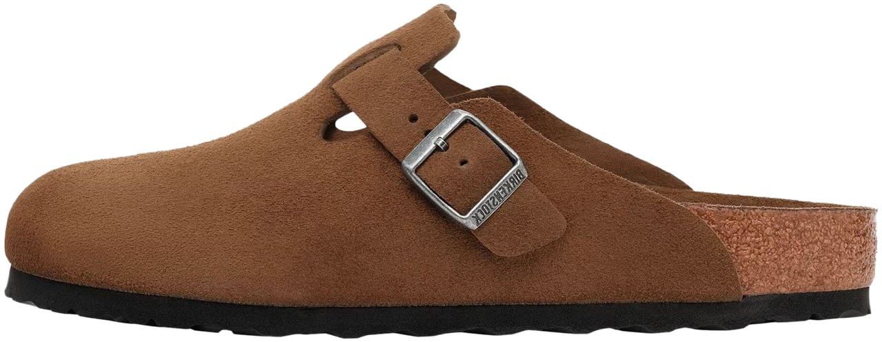 Birkenstock Ciabatta Boston Softbed Suede Leather Dark Tea Divers