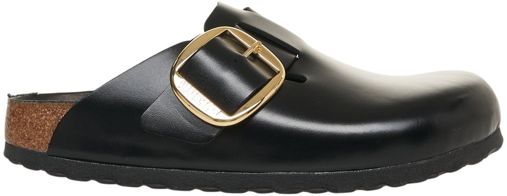 Birkenstock Smooth leather sandals 'Boston Big Buckle' Zwart