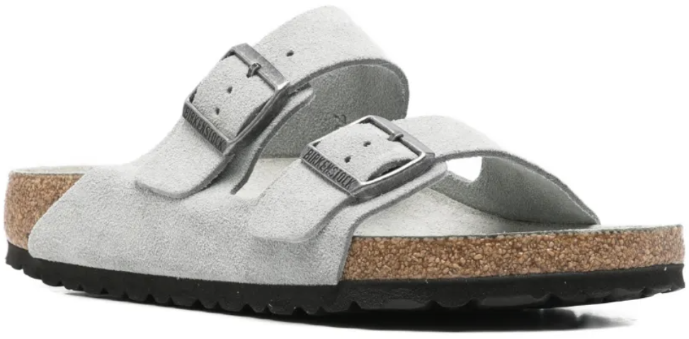 Birkenstock Arizona Soft Footbed Suede Leather Unisex Pure Sage Tonal Grijs
