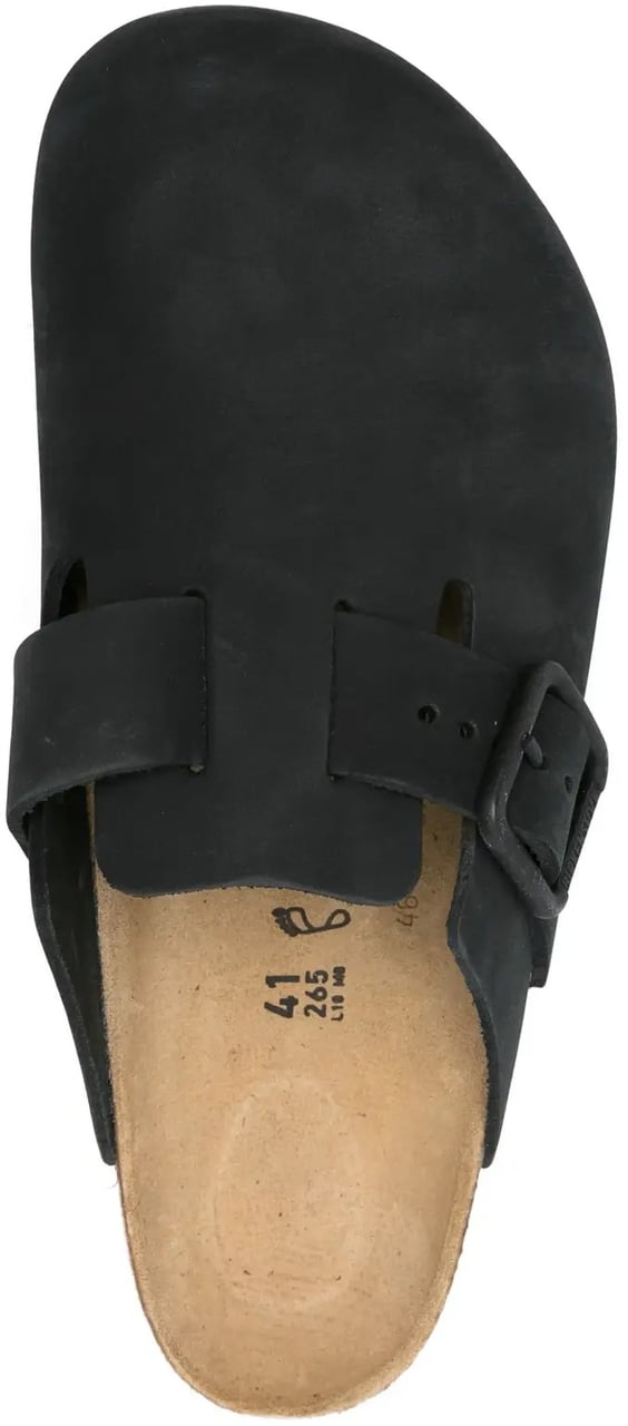 Birkenstock Boston Wb Nubuck Leather Unisex Black Zwart
