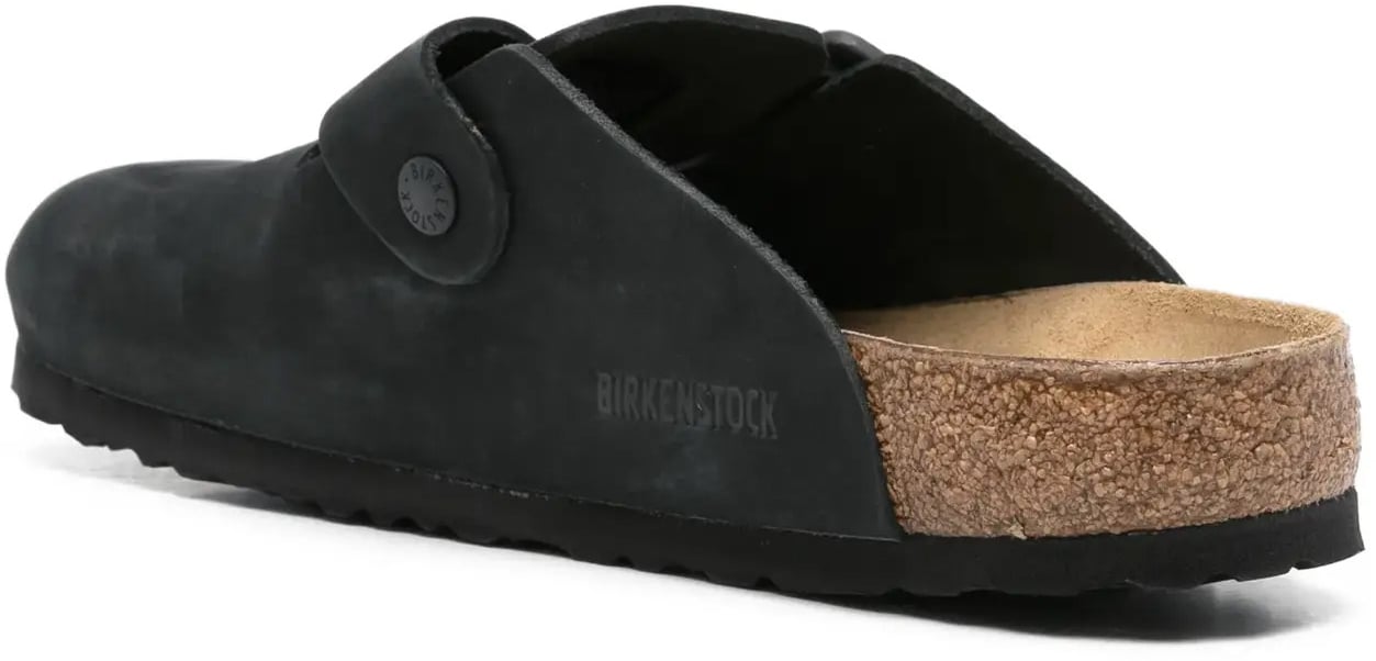Birkenstock Boston Wb Nubuck Leather Unisex Black Zwart