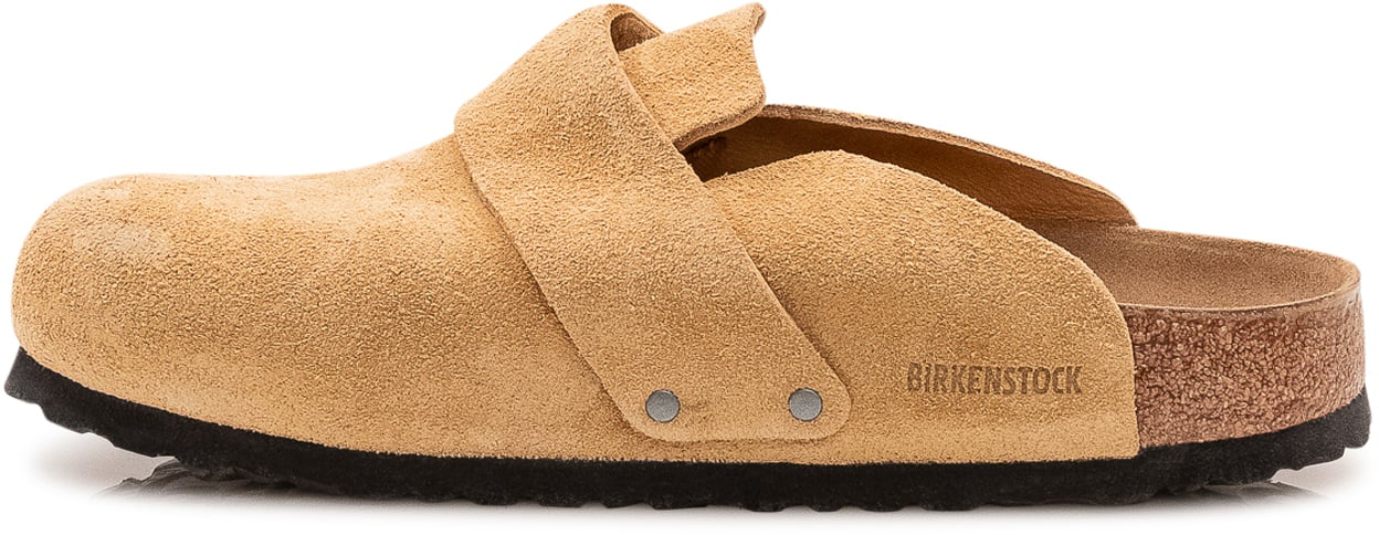 Birkenstock Sabot in Pelle Scamosciata con Cinturino Beige