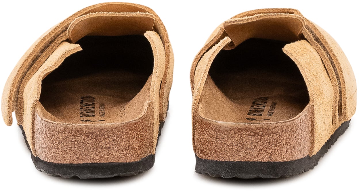 Birkenstock Sabot in Pelle Scamosciata con Cinturino Beige