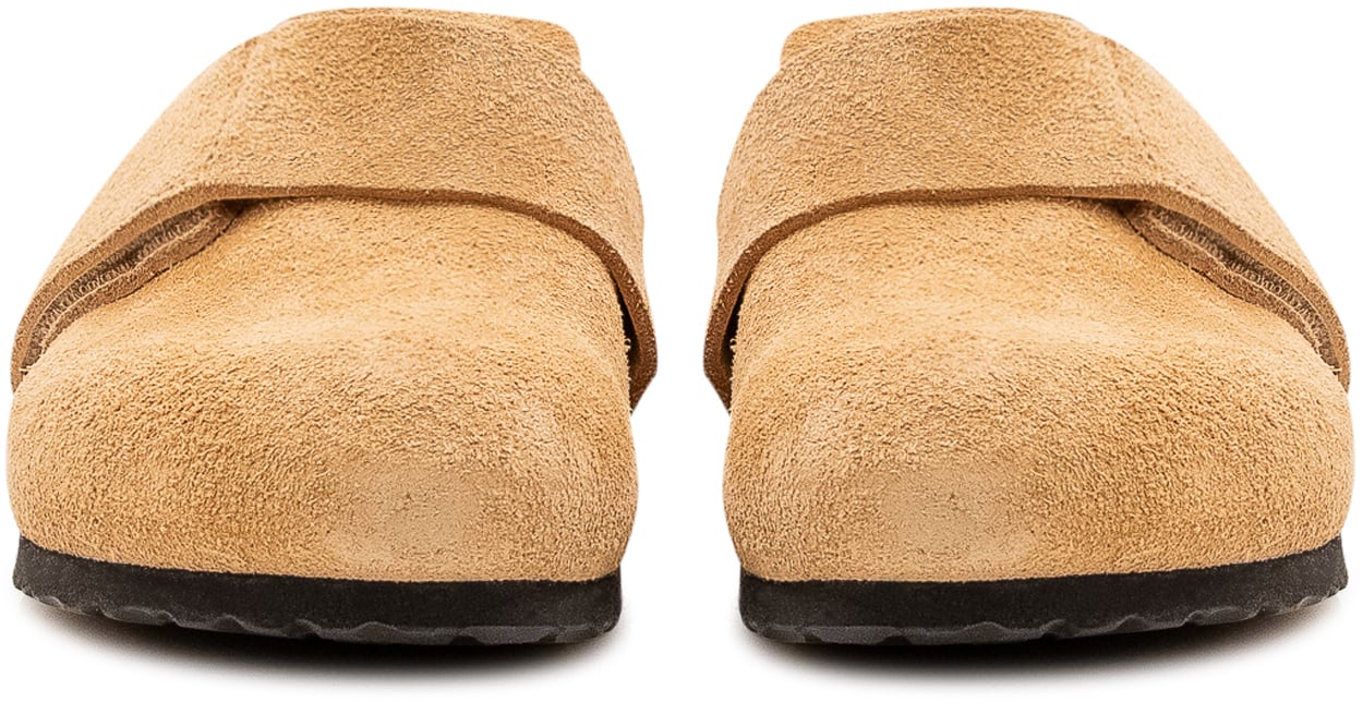 Birkenstock Sabot in Pelle Scamosciata con Cinturino Beige