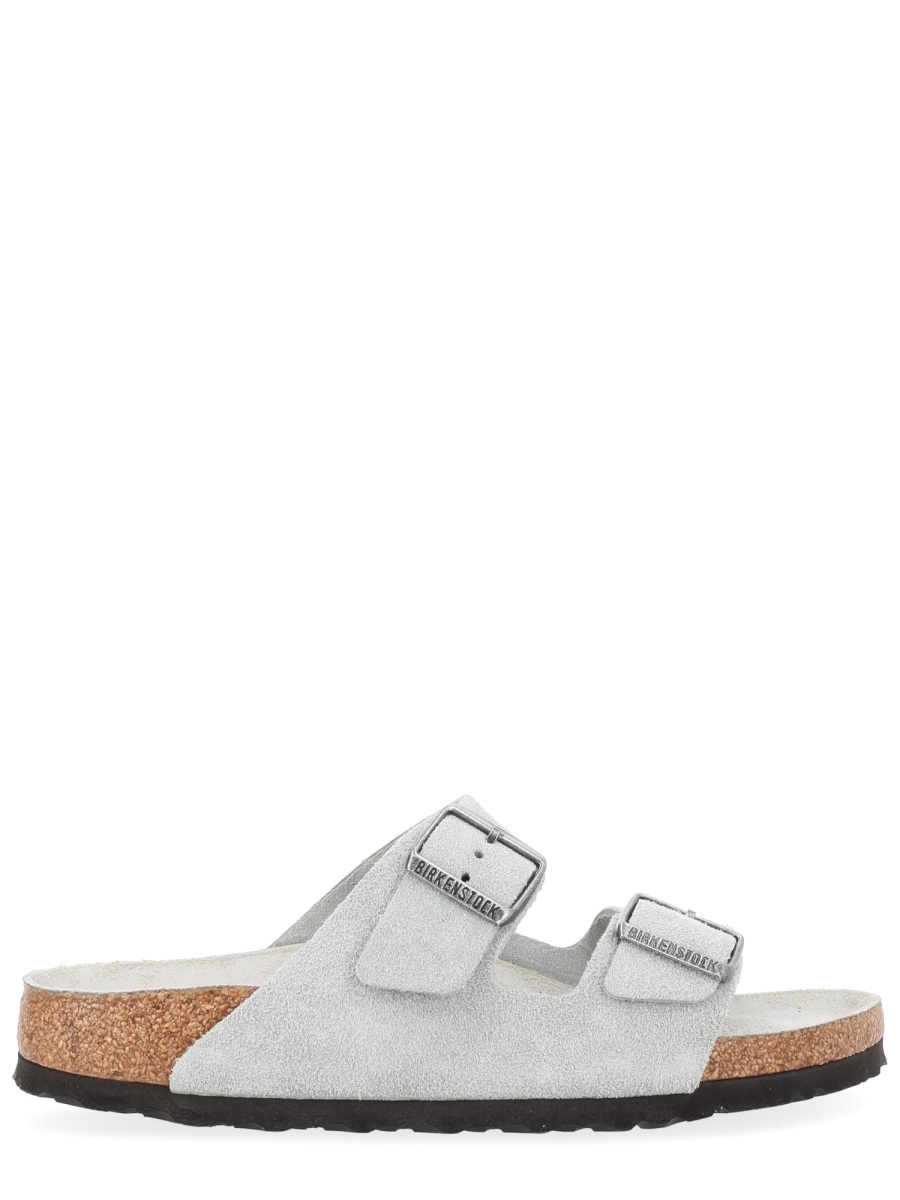 Birkenstock Grey Arizona Leather Two-Strap Sandals Wit
