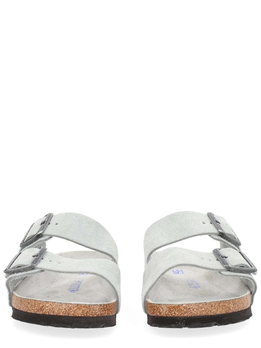 Birkenstock Grey Arizona Leather Two-Strap Sandals Wit