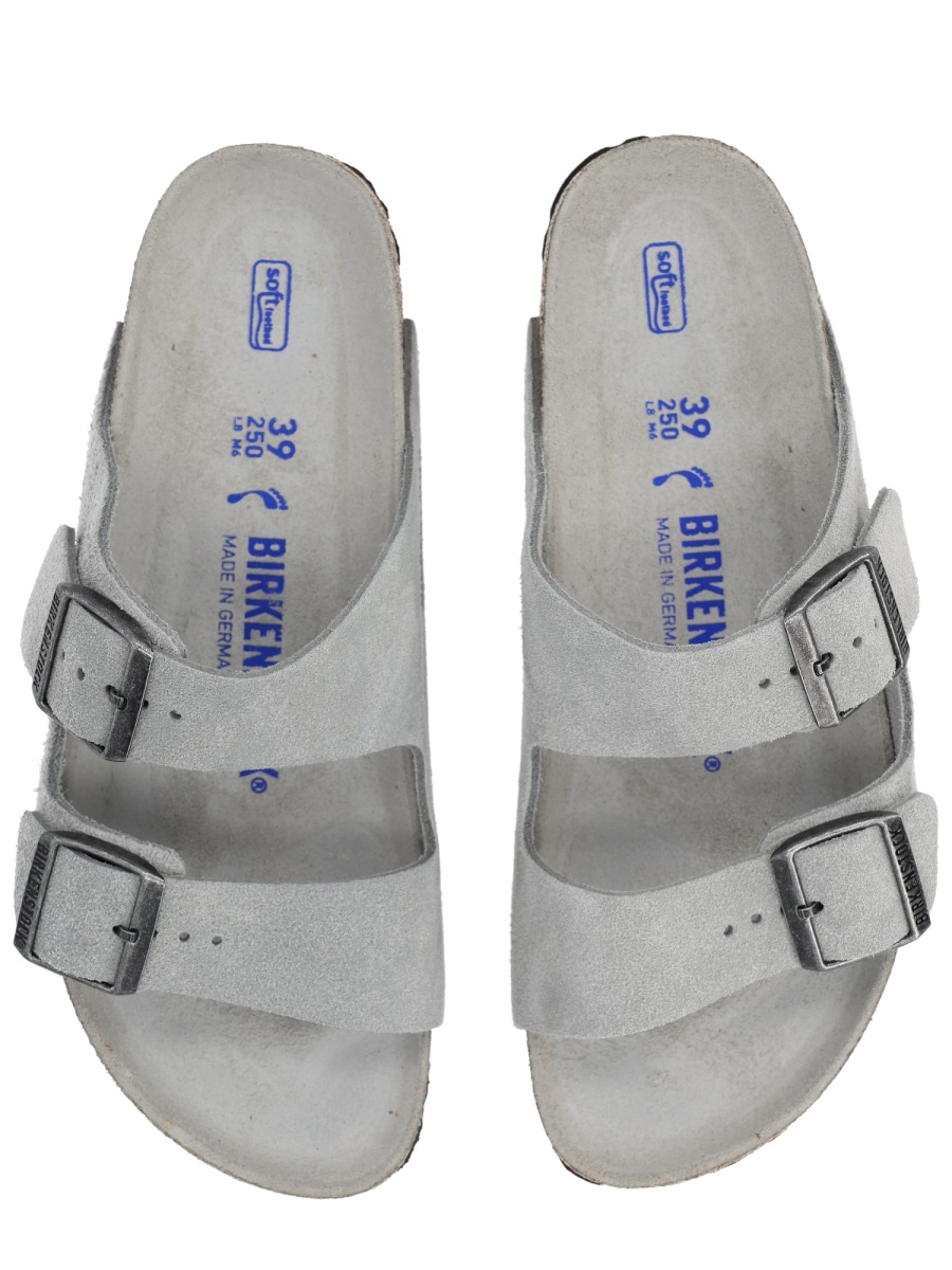 Birkenstock Grey Arizona Leather Two-Strap Sandals Wit