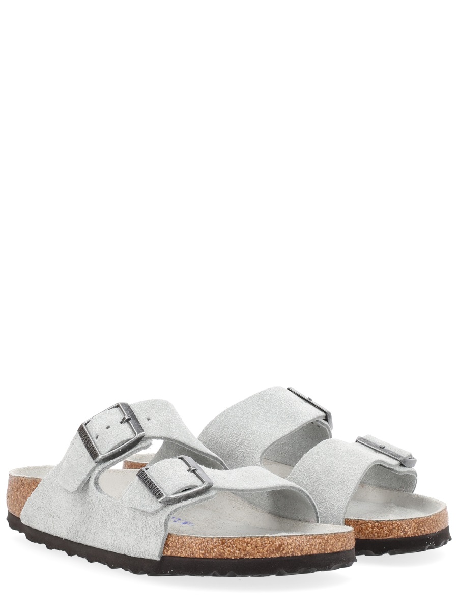 Birkenstock Grey Arizona Leather Two-Strap Sandals Wit