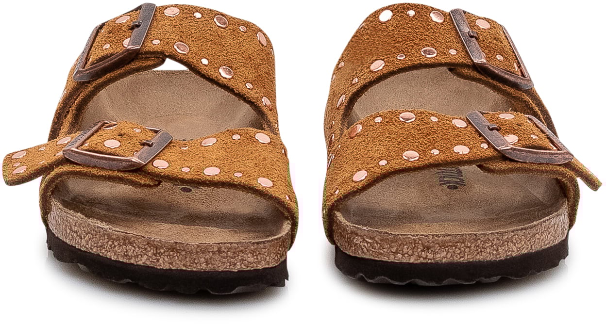 Birkenstock Sandali Arizona con Borchie e Doppia Fascia Beige
