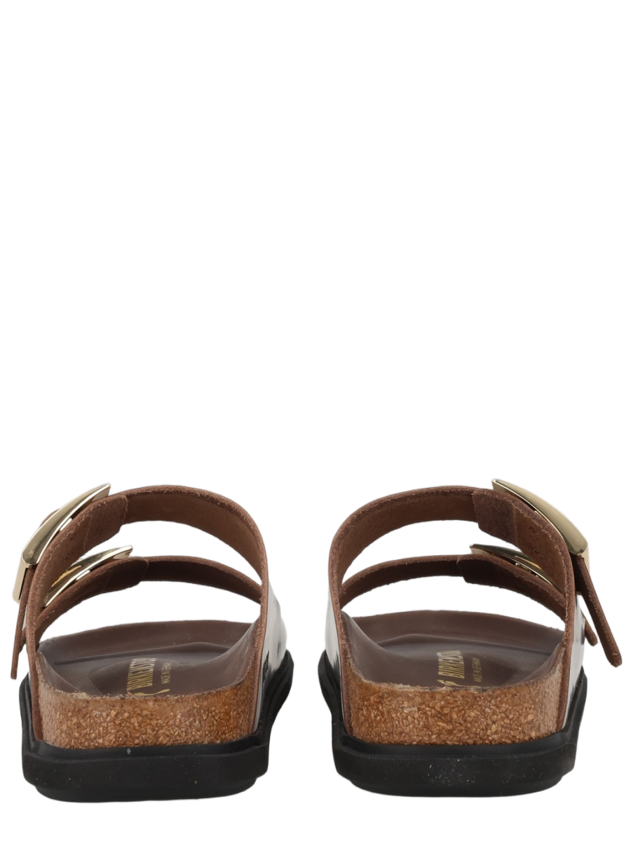 Birkenstock Neutrals Arizona Droplet Gold Buckles Leather Sandals Grijs