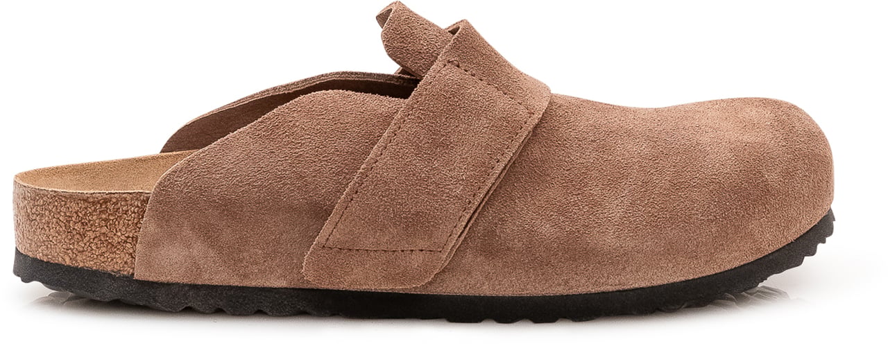 Birkenstock Sabot in Suede con Cinturino Taupe