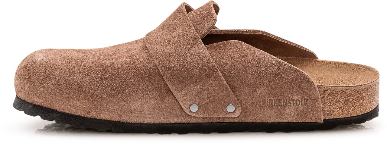 Birkenstock Sabot in Suede con Cinturino Taupe
