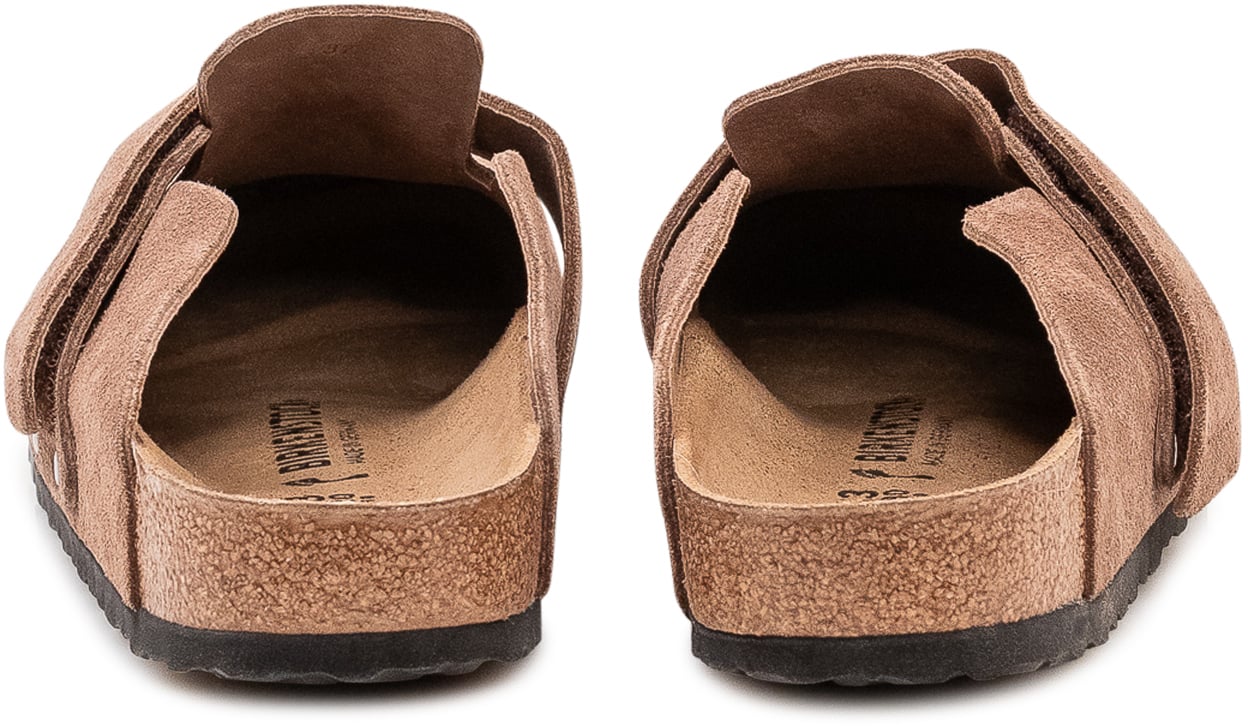 Birkenstock Sabot in Suede con Cinturino Taupe
