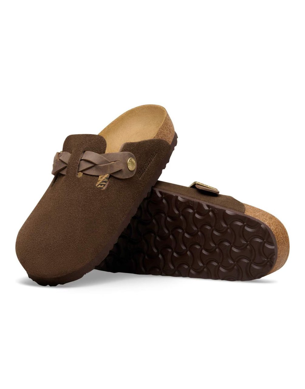 Birkenstock Carafe Boston Braided Suede Leather Clogs Zwart