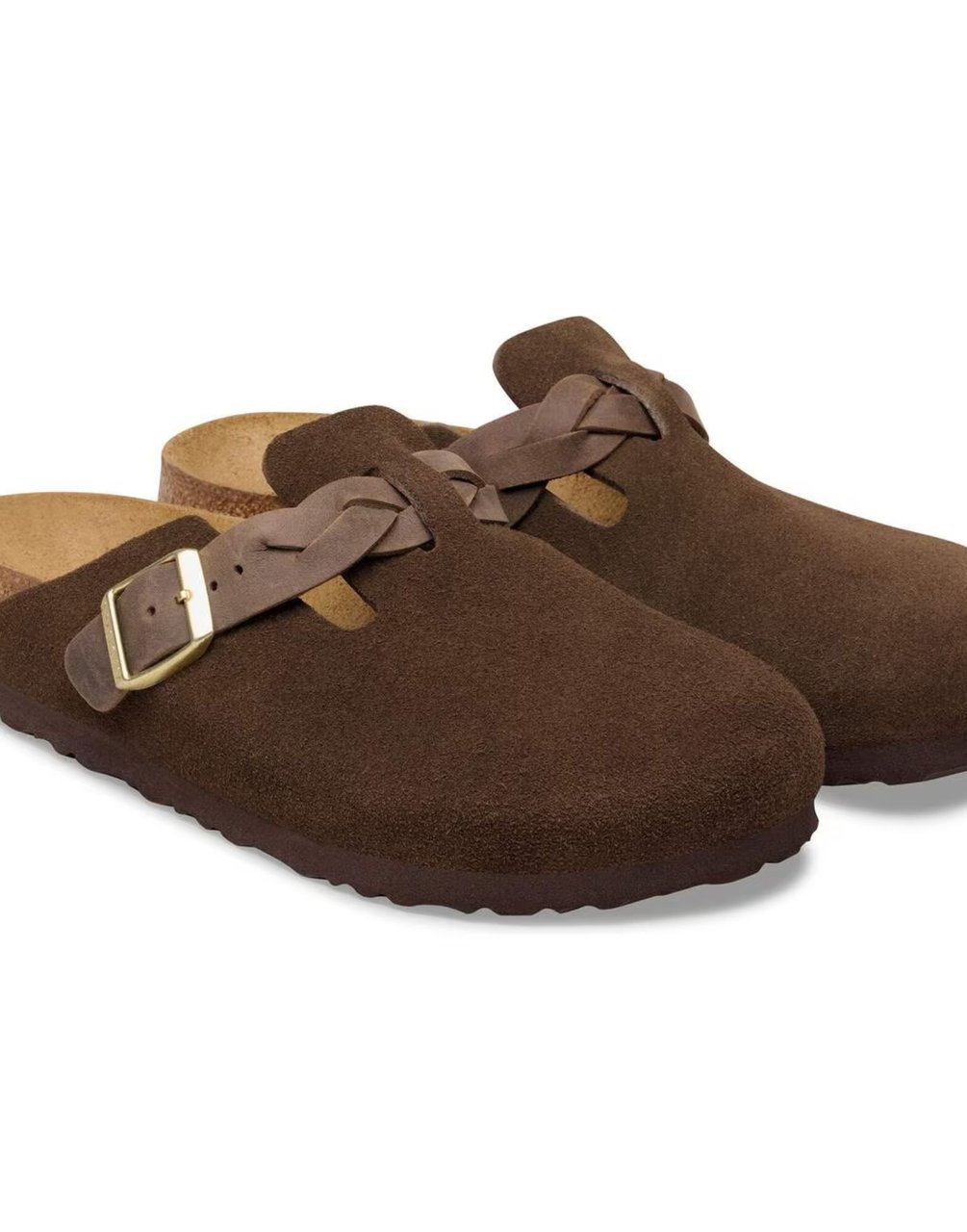 Birkenstock Carafe Boston Braided Suede Leather Clogs Zwart