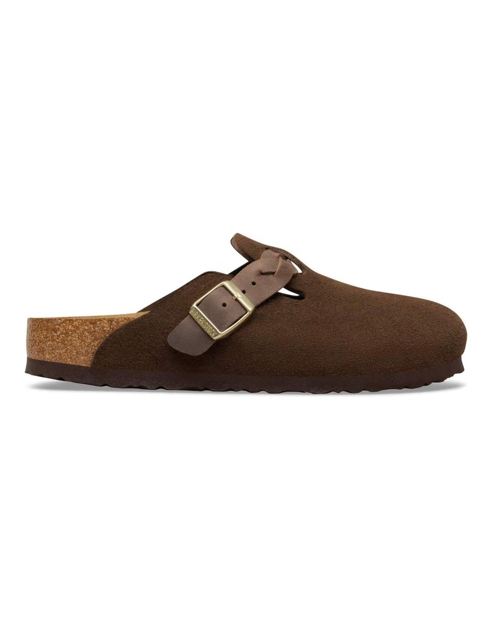 Birkenstock Carafe Boston Braided Suede Leather Clogs Zwart