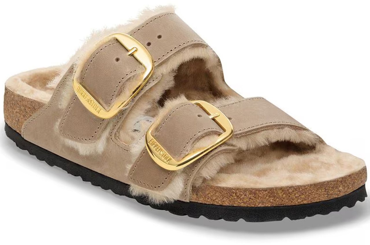 Birkenstock Arizona Big Buckle Shearling-Lined Sandals Neutraal