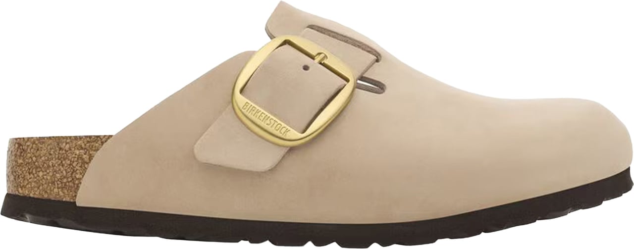 Birkenstock Boston Big Buckle Nubuck Leather Clogs Neutraal