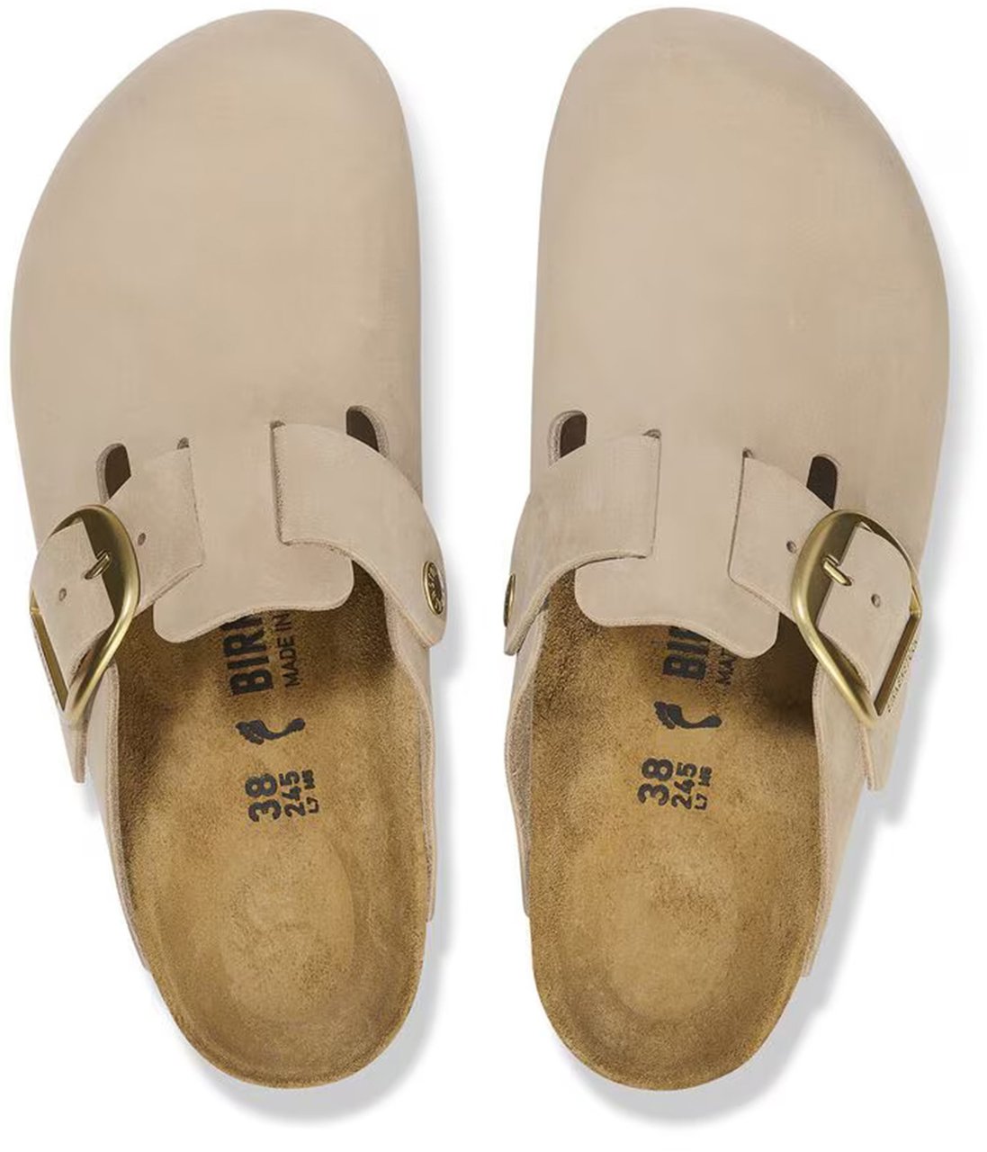 Birkenstock Boston Big Buckle Nubuck Leather Clogs Neutraal