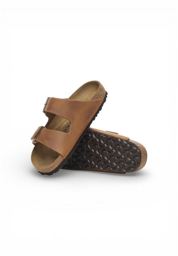 Birkenstock Brown Leather Flat Sandals Bruin