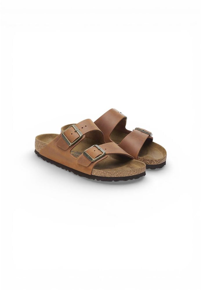 Birkenstock Brown Leather Flat Sandals Bruin