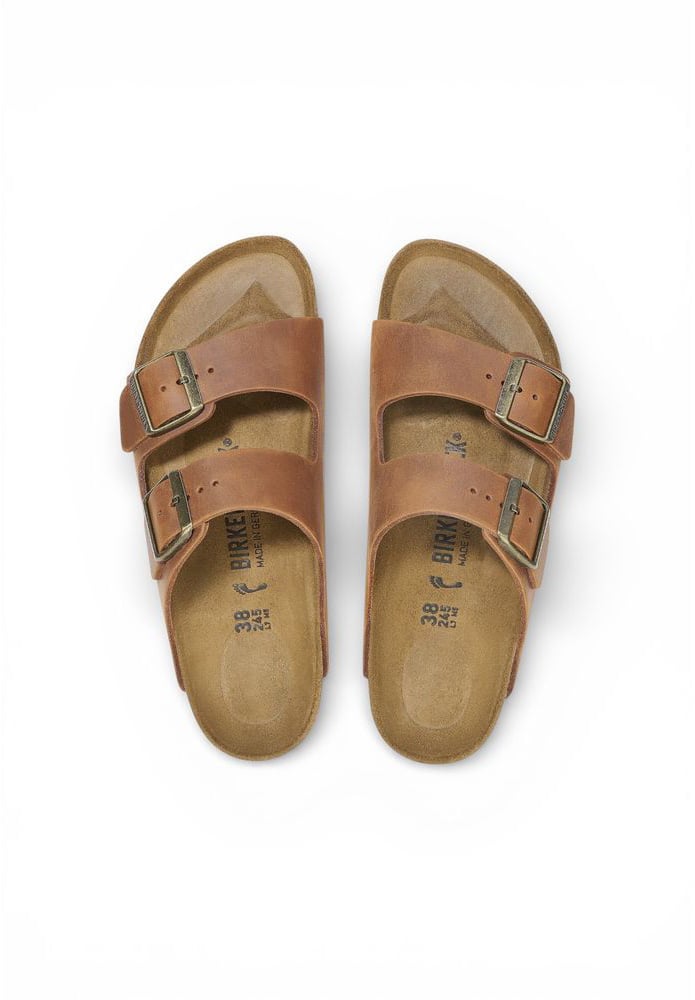 Birkenstock Brown Leather Flat Sandals Bruin