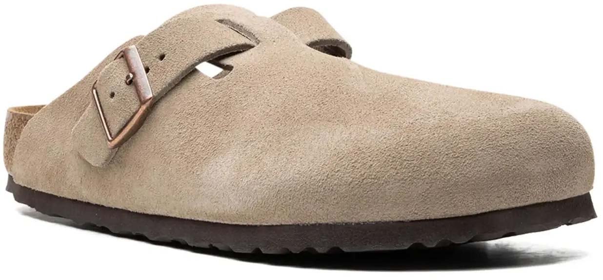 Birkenstock Boston Soft Footbed Suede Leather Unisex Taupe Divers