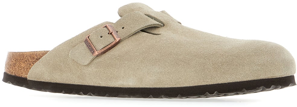 Birkenstock Dove grey suede Boston slippers Grijs