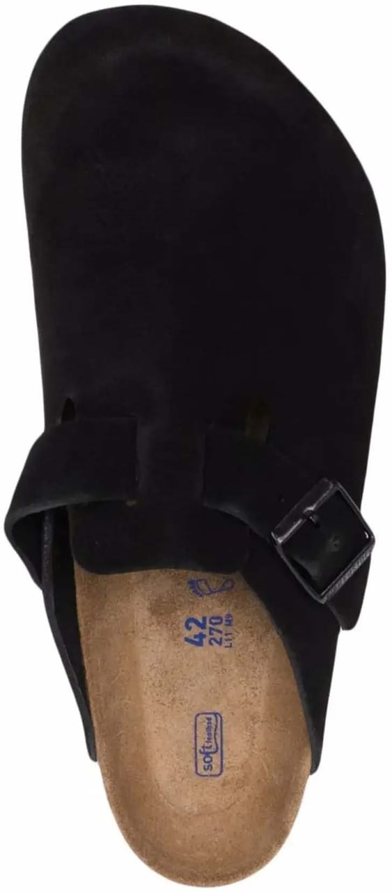 Birkenstock Boston Soft Footbed Suede Leather Black Zwart