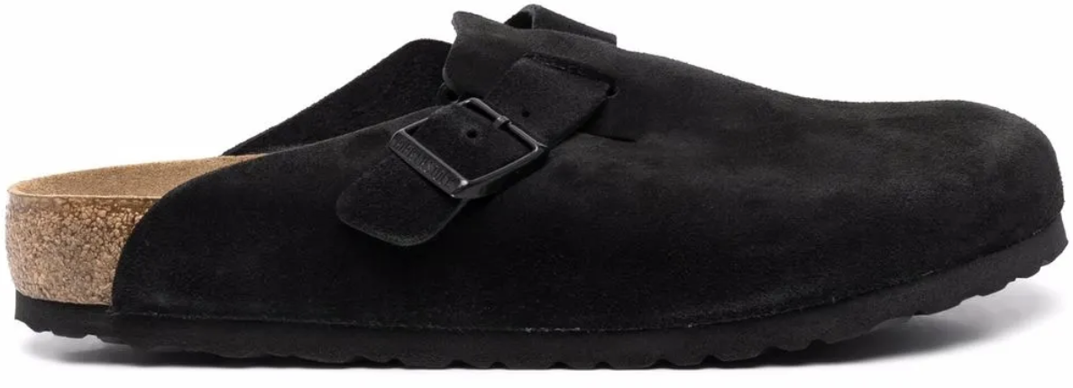 Birkenstock Boston Soft Footbed Suede Leather Black Zwart