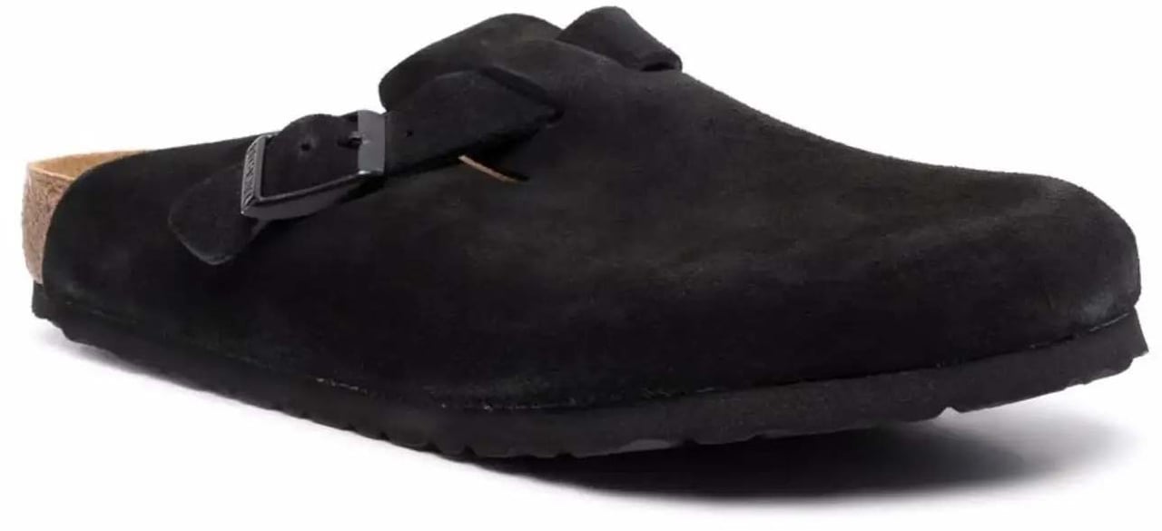 Birkenstock Boston Soft Footbed Suede Leather Unisex Black Zwart
