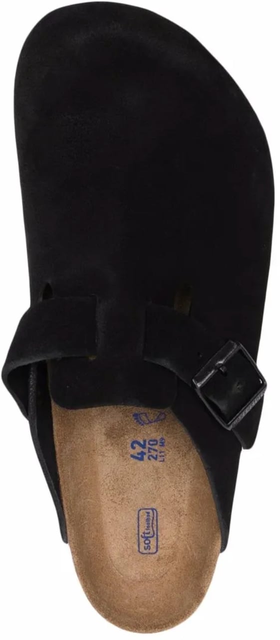 Birkenstock Boston Soft Footbed Suede Leather Black Zwart