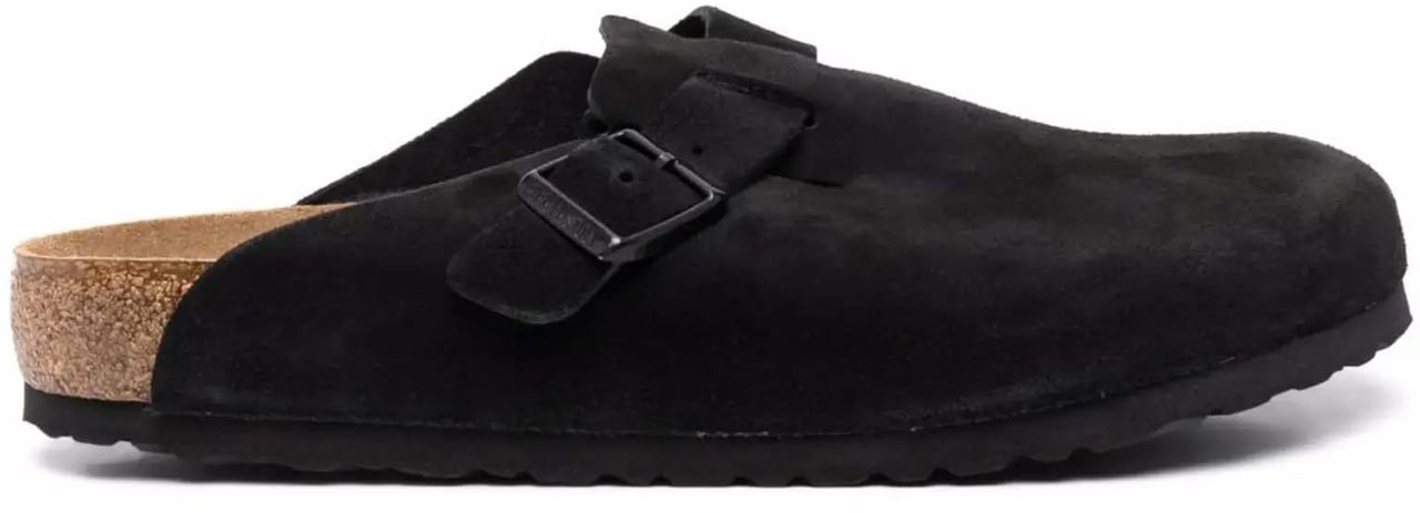 Birkenstock Boston Soft Footbed Suede Leather Black Zwart