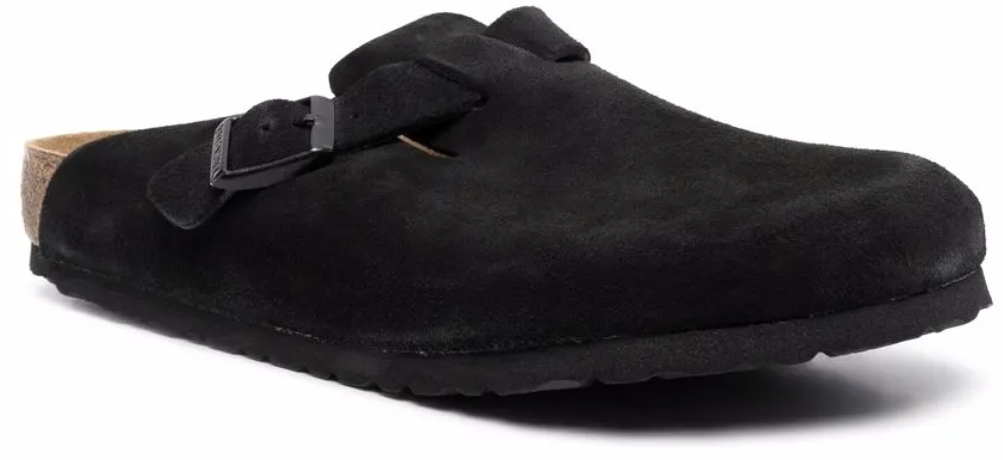 Birkenstock Boston Soft Footbed Suede Leather Black Zwart
