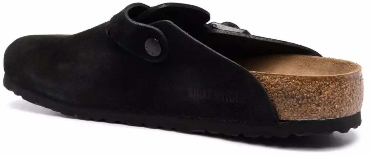 Birkenstock Boston Soft Footbed Suede Leather Black Zwart